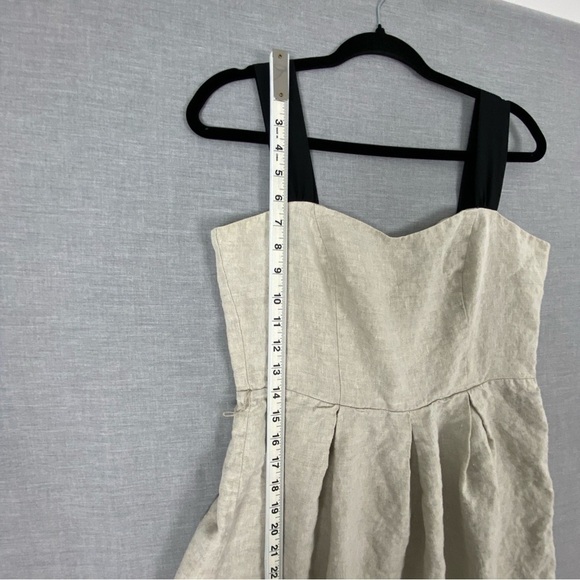 Kensie Linen Mini Dress Sz 10 Beige with Black Straps - Picture 9 of 10